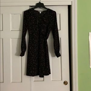 Black multicolor star wrap dress